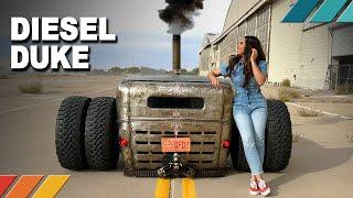 DIESEL DUKE: Compound Turbo 12 Valve Cummins 1930 Ford Model A Rat Rod on Dually Mud Terrains | EP31