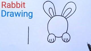 Rabbit drawing easy step | How to draw a rabbit from number 100 | Rabbit drawing tutorial