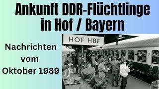 Ankunft DDR-Flüchtlinge aus der Prager Botschaft am Bahnhof in Hof/Bayern im Oktober 1989