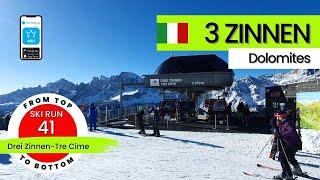 3 Zinnen Dolomites Italy /ski run 41, Drei Zinnen - Tre Cime, from top to bottom