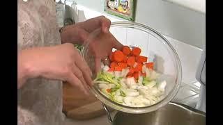 Simmering Vegetables for Chicken Stew with Dumplings