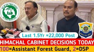 HP Cabinet Decisions Today || HP Forest Guard Bharti 2024 || HP Cabinet News | HP Police Bharti 2024