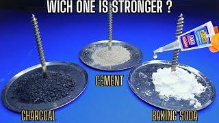 EXPERIMENT : Comparing the Strength of Super Glue combined with Baking Soda, Cement, Charcoal.