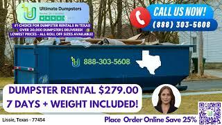 Lissie, Texas - Cheapest Low Price Dumpster Rental