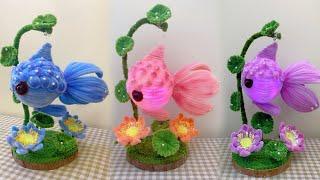 DIY Flower Lamp: Beautiful Handmade Pipe Cleaner Flower Lamp - Home Decor Ideas - Pipe Cleaner Craft