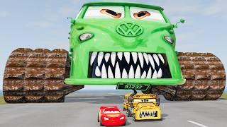 Crazy Escape From The Giant Pixar Van Truck Monster Car Eater VS Lightning McQueen Beamng Drive #310