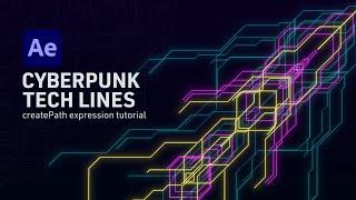 Cyberpunk Tech Lines · After Effects createPath advanced expression tutorial