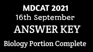 #mdcat2021 | 16th September | Answer Key |Biology portion | #pmcmdcat2021 | #mdcat2021test #edu4all