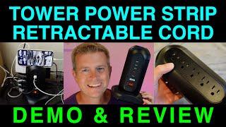 1250W Tower Power Strip Surge Protector 15 Outlets 4 USB Ports by BEVA Demo and Review