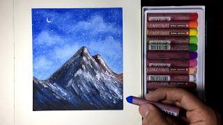 Oil Pastel Drawing / Easy Beautiful Mountains / Kobz ART