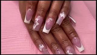 How to do a full set of acrylic nails | Square wedding nails | Natali Carmona