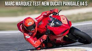 Marc Marquez Test New Ducati Panigale V4 S At Aspar Circuit