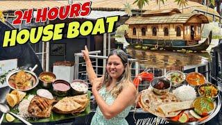 24 Hours of Eating on a BIGGEST HOUSE BOAT24 Hours Food Challenge in BOAT