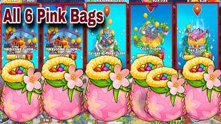 6 Pink Bags Shopping Island,Welcome Floor, Eat-And-Be-Marry Floor,Cozy Floor,Sky Floor|Family Island