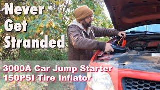 Acmount 3000A Car Jump Starter and 150PSI Tire Inflator.  You need this!