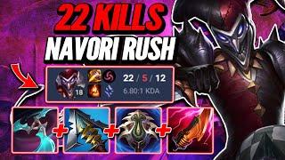 22 Kills Navori Rush Shaco - S14 Plat 2 Ranked [League of Legends] Full Gameplay - Infernal Shaco