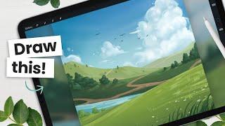 How To Draw Painterly Landscapes • Only 1 Brush!