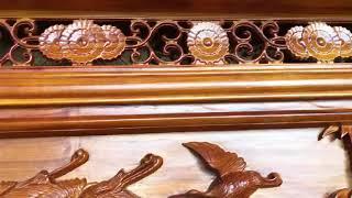 ĐỒ GỖ OÁNH THUY l Bức tranh đục Cửu Hạc Du Xuân (1m07×2m17). LH tư vấn 0977606295 hoặc 0979055474.