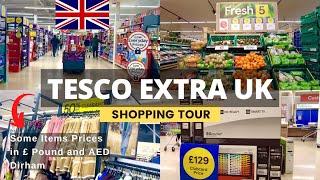 Shopping Tour at TESCO UK  LARGEST British Supermarket GROCERY SHOPPING 4K! Items & Prices!