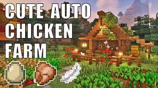 Minecraft Chicken Farm Fully Automatic + Cute Chicken Coop Build Tutorial