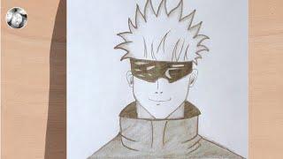 How to draw Anime Easy/ Easy Gojo satoru drawing step by step/ Anime pencil drawing