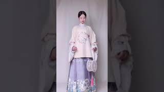 Chinese traditional clothes, hanfu. Purple color scheme.