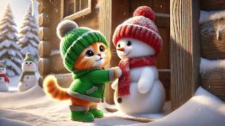 Friendship of Kitten and The Snowman  #cat #ai #cutecat #catlover #kittten #catvideos