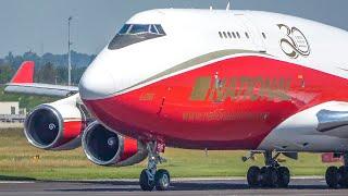 RED BOEING 747 DEPARTURE + 60 MINUTES of LANDINGS and Departures - B747 Mega Mix (4K)