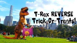 T-Rex GIVES OUT Halloween Candy! | Reverse Trick-Or-Treating