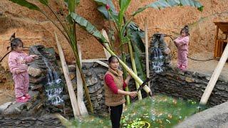 How to build a beautiful and simple natural aquarium waterfall - Harvest vegetables to sell