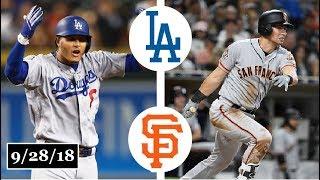 Los Angeles Dodgers vs San Francisco Giants Highlights || September 28, 2018