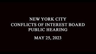 COIB Public Hearing - May 25, 2023