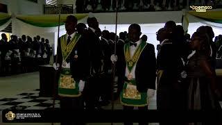 Otumfuo's entry into the temple of Bro Otumfuo Sir Agyeman Prempeh II Masonic Hall for his celebr.