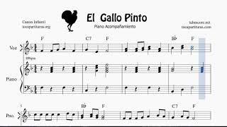 El Gallo Pinta Partitura de Piano Acompañamiento  Partituras tocapartituras com