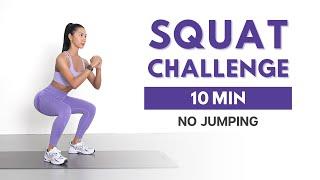 10 min SQUAT CHALLENGE - Full Body Fat Burn at Home (No Jumping, No Repeat)