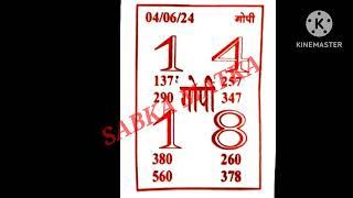 ◆Gopi Chart◆03/06/2024 Weekly Kalyan+Main Mumbai Astrology Chart Paper◆