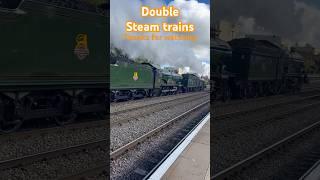 Double steam trains with great whistles looking amazing #trains #steamtrain #trainspotting #railway