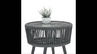 Modern outdoor table and chair woven-belt rope wicker hand-make weaving furniture Swivel Rope Ch...