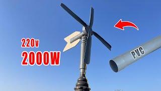 I made a mini PVC Windmill at home ! Endless Free Electric From PVC Drainage Pipe | Fully Automatic