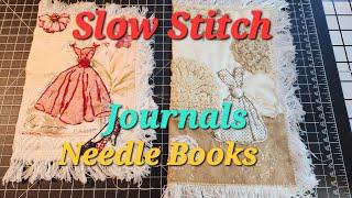 Slow Stitch Journals, Vintage Crochet Needle Book, Vintage Fabric, Fussy Cut Fabric, Fabric Panels