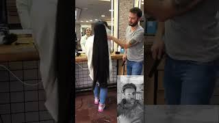 ASMR||Girl long hair to short haircut by local barber #haircare#shinyhair#hairstyle