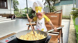 Chef Bibi enliste gets up early to brush teeth and asks Dad to cook favorite breakfast