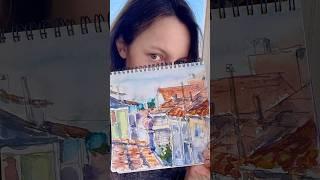 Акварель.Крыши.Стамбул🩵#watercolor #turkey #istanbul #rooftop #art #painting #travel #художник #арт