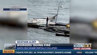 Santa Cruz Wharf partially collapses, three construction workers fall into the water