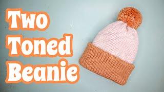 Two Toned Knitting Machine Beanie | QUICK & EASY Project For Beginners!