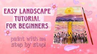 Easy landscape tutorial for beginners | Watercolors tutorial | Paint with me step-by-step