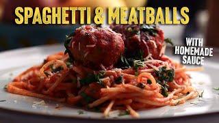 Spaghetti with Homemade Sauce & Meatballs (Easy Dinner)