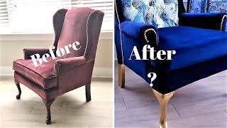 NO SEW OLD CHAIR TRANSFORMATION DIY. HOW TO ACHIEVE A HIGH END LOOK FOR LESS!