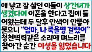 [반전사이다사연] 애 낳고 잘 살던 아들이 상간녀가 생겼다며 이혼을 한다고 집에 들어왔는데 두 달후 안색이 안좋아 물으니 "엄마, 나 죽을병 ~ /라디오드라마/사연라디오/신청사연