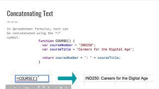 Custom Functions: Introduction to Programming with Google Sheets 08-A